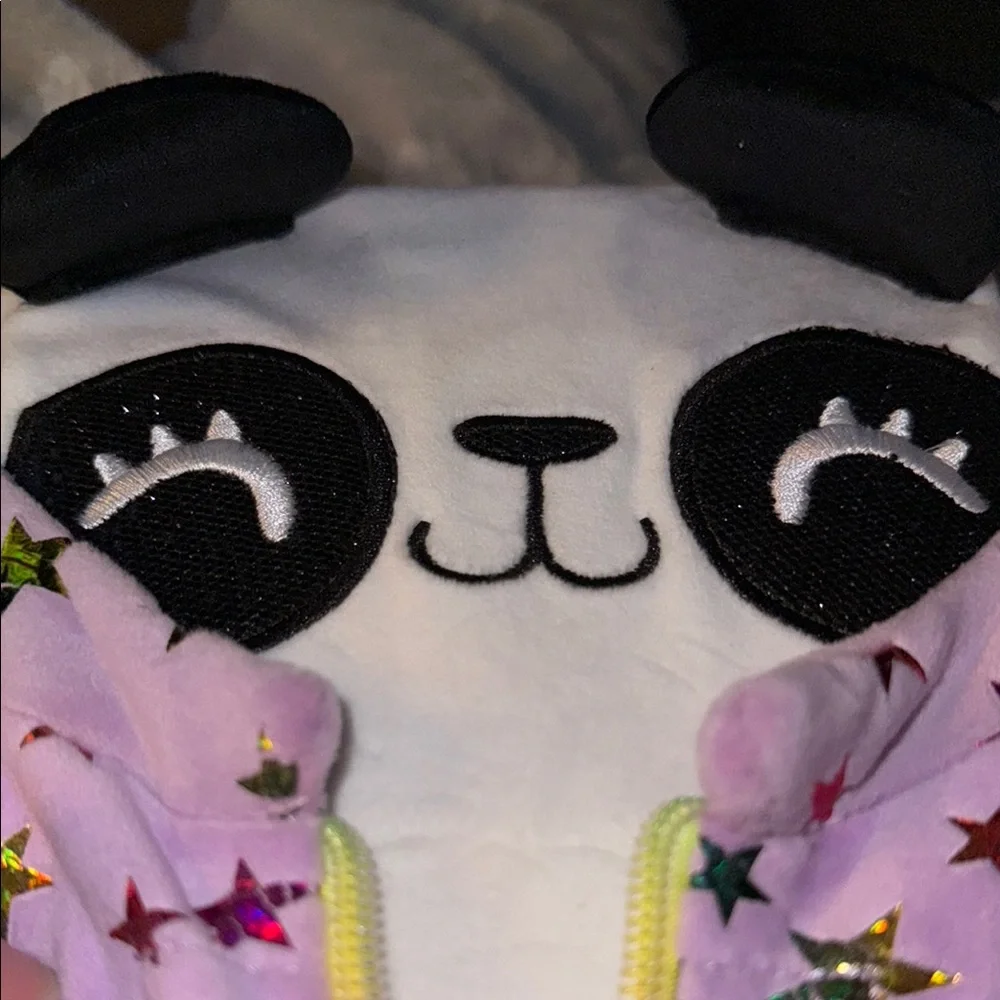 BNWT- Claire's padlock Purple Panda Plush Notebook-Penelope is her name Bonuses!